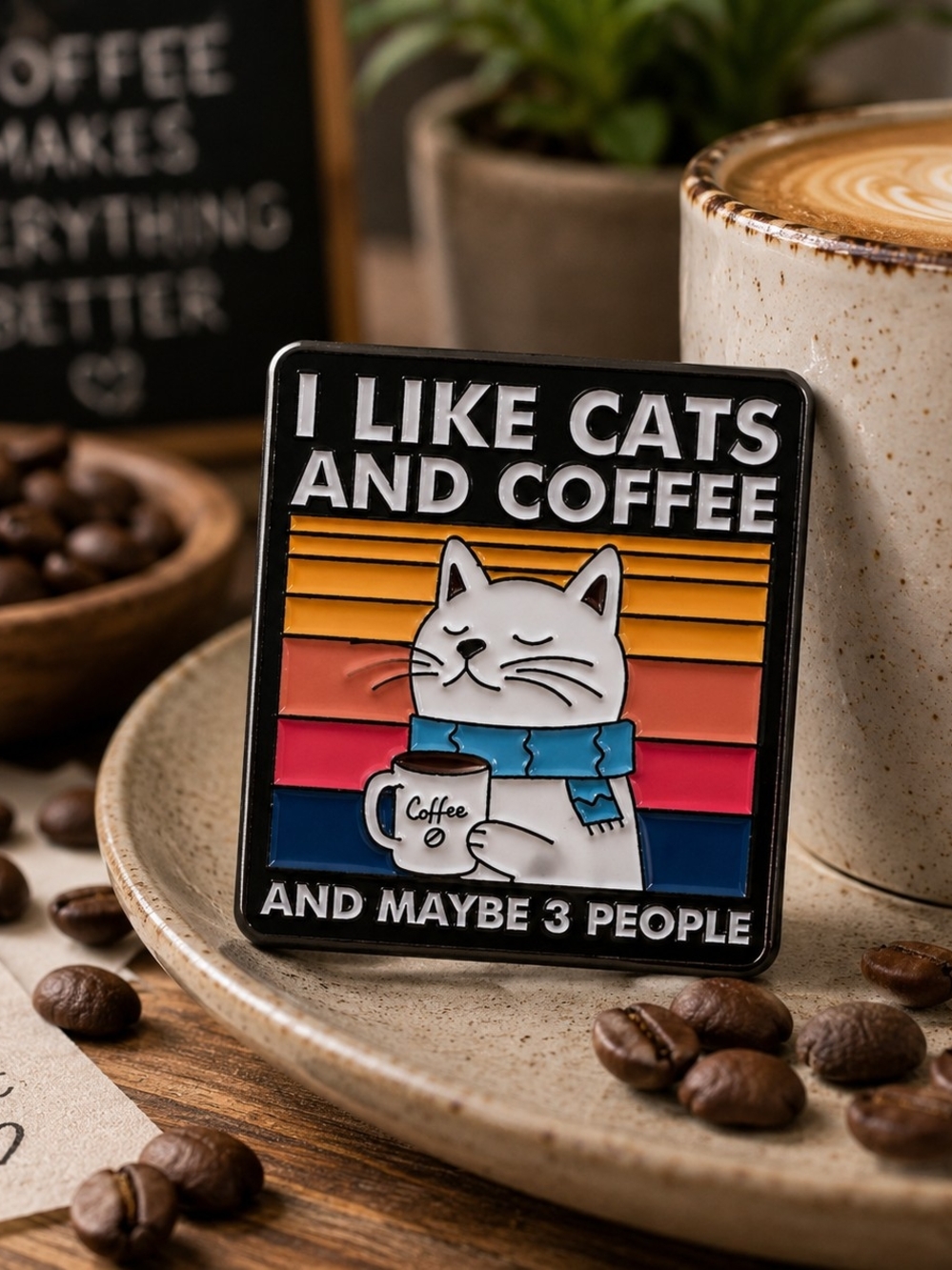 2 for $18 I Like Cats and Coffee Enamel Pin/Brooch Collectible- New